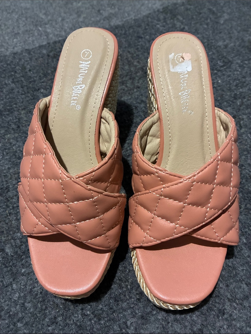 👠 Nature Breeze Quilted Slide Mules in Coral